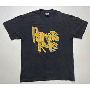 VINTAGE Patriots Rule Graphic T-shirt Men Large Black USA 90s Single Stitch